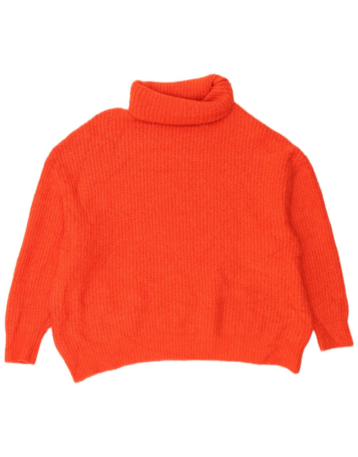 Pulover pentru femeie Zara supradimensionat cu gât rulat UK 16 mare portocaliu acrilic