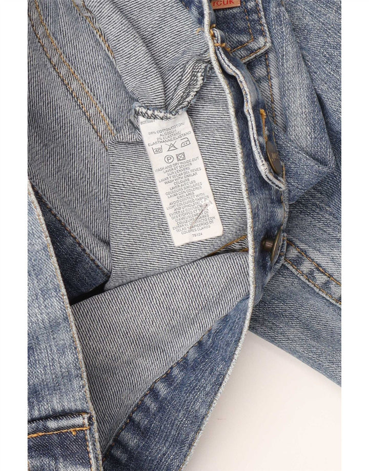 Jachetă de denim Fcuk pentru femei, cu ajustare normală, UK 10, bumbac albastru mic