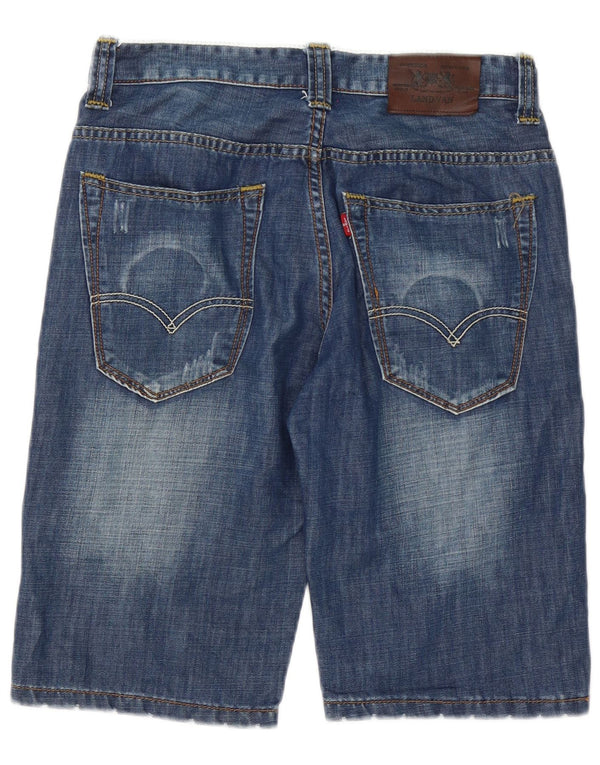 Vintage Mens Distressed Denim Shorts W32 Medium Blue Cotton