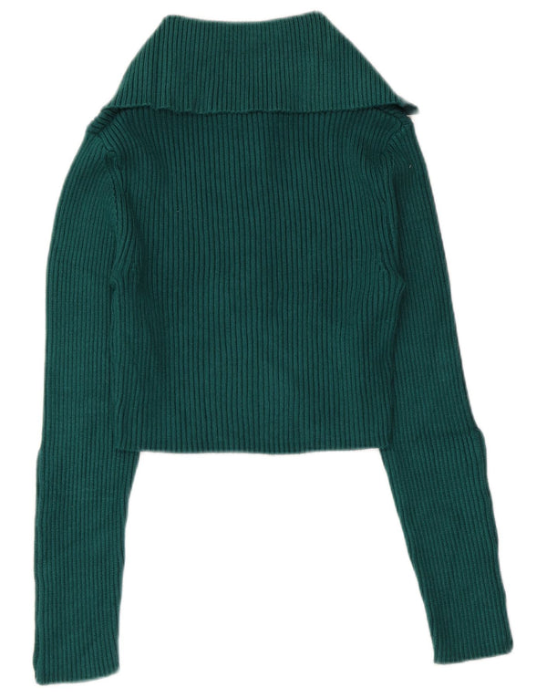 Pulover Pulover Crop pentru Gât Polo Femei Zara UK 12 Viscoză Verde Mediu
