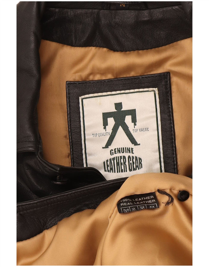 Jachetă de piele vintage pentru bărbați UK 38 Medium Black Leather