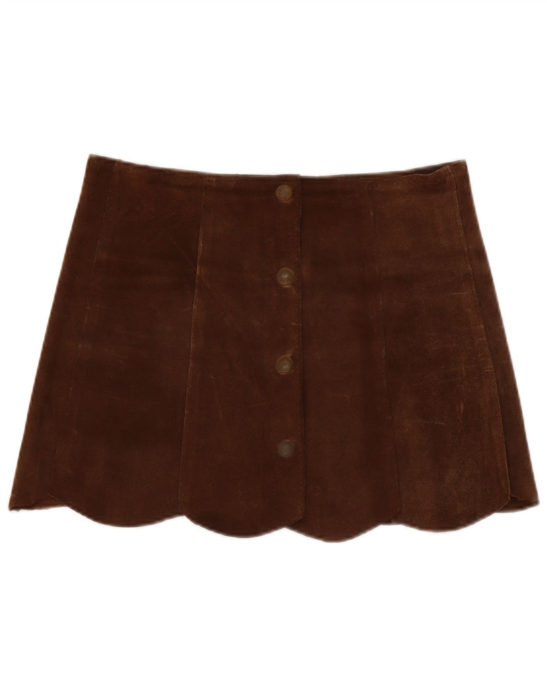 Fusta mini de piele intoarsa vintage pentru femei W30 maro mediu