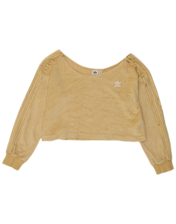 Top crop oversize ADIDAS pentru femei cu umeri, UK 10, bumbac galben mic