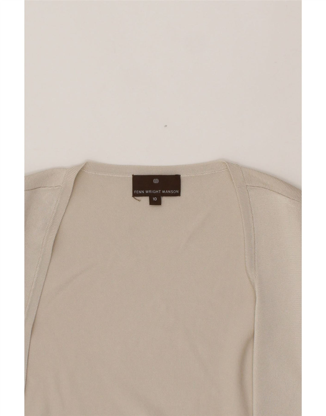 FENN WRIGHT MANSON Womens Crop Cardigan Top UK 10 Small Beige Viscose Vintage Fenn Wright Manson and Second-Hand Fenn Wright Manson from Messina Hembry 