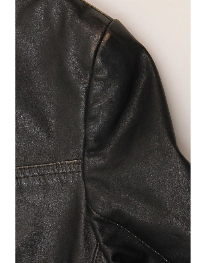 Jachetă de piele vintage pentru bărbați UK 38 Medium Black Leather