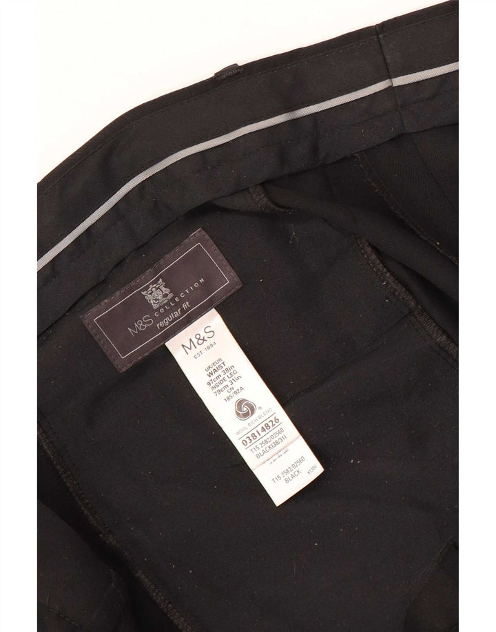 Pantaloni de costum pentru bărbați Marks & Spencer, cu tăiere obișnuită, L38 L31 Lână neagră