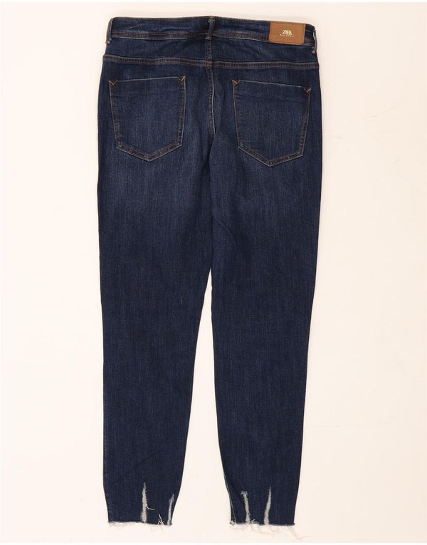 Blugi slim pentru femei Distressed Zara EU 42 Large W32 L28 Bumbac bleumarin