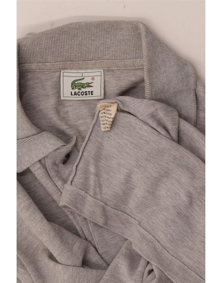 Tricou polo Lacoste pentru bărbați mărimea 3 mic, gri bumbac cu pete