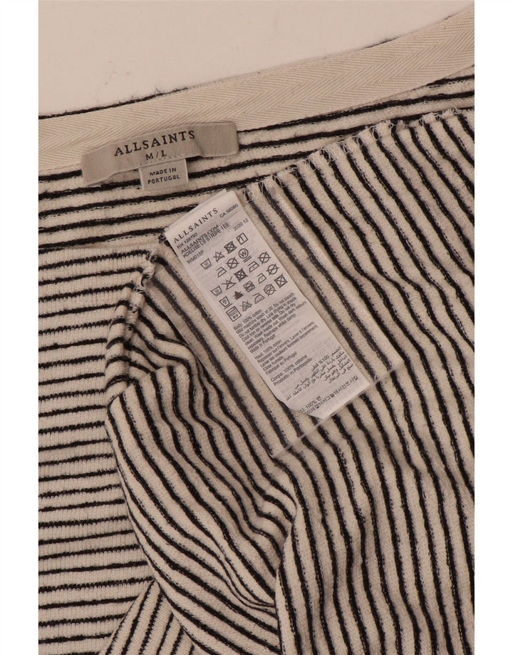 Crop Top pentru femei All Saints cu mânecă lungă UK 14 Medium Off White Striped