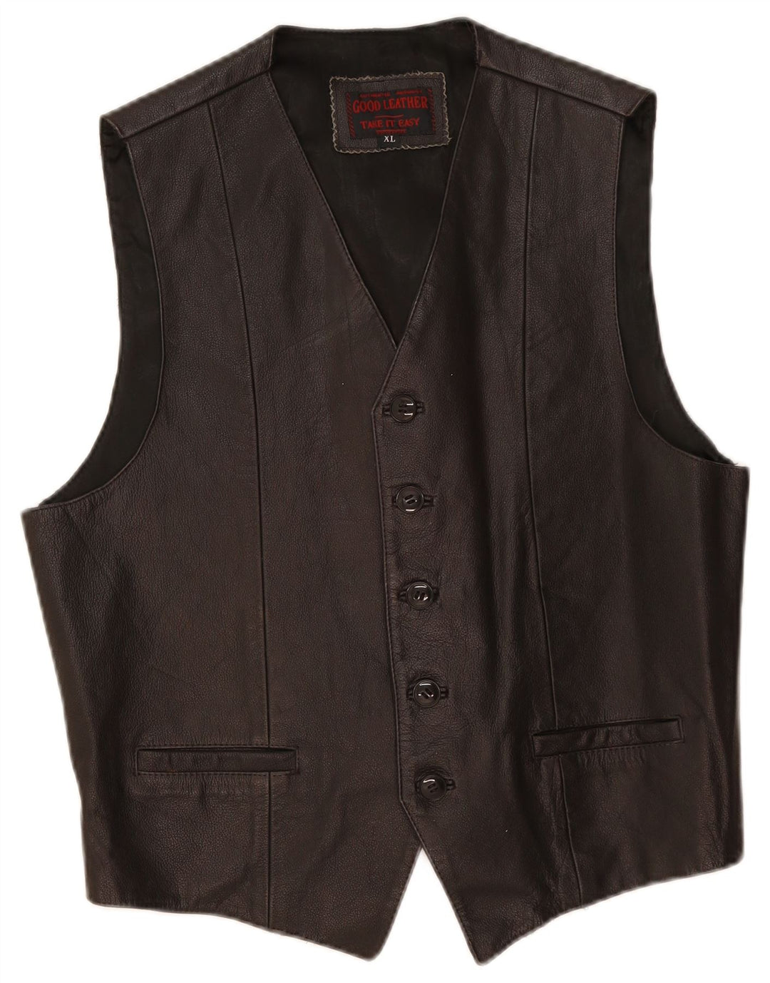 Vestă din piele vintage pentru bărbați XL din piele neagră