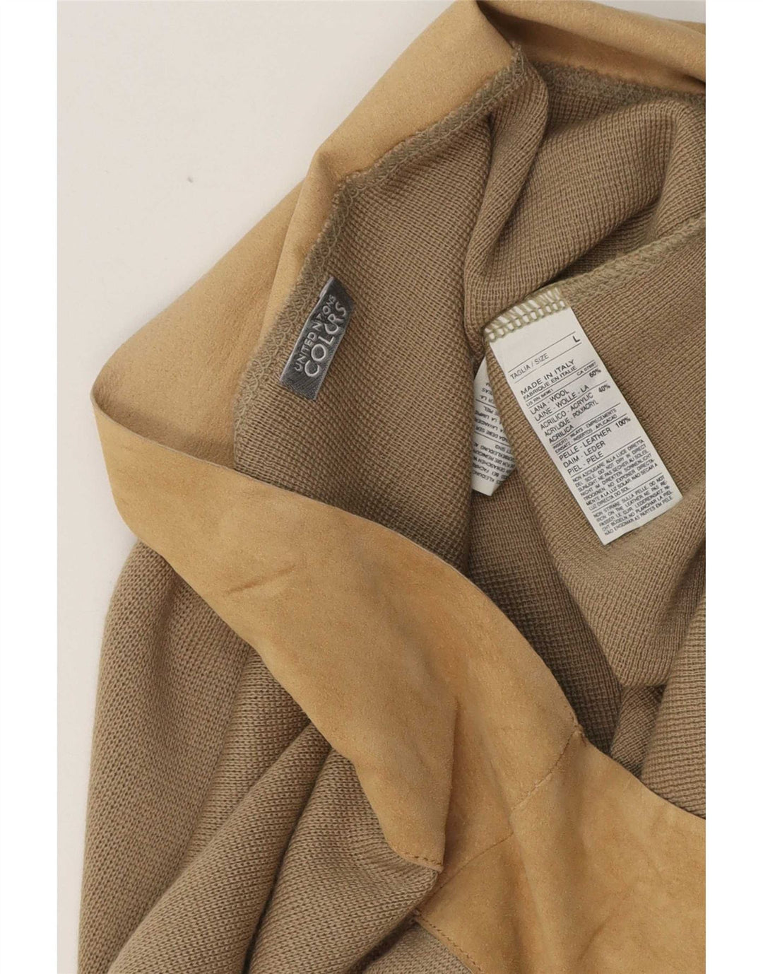 Fusta midi Benetton pentru femei, mare W32, lână color bloc de culoare bej