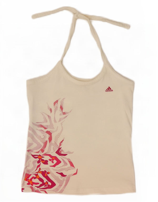 Vestă crop Top pentru femei Adidas UK 10 Small Off White Geometric Bumbac Sport