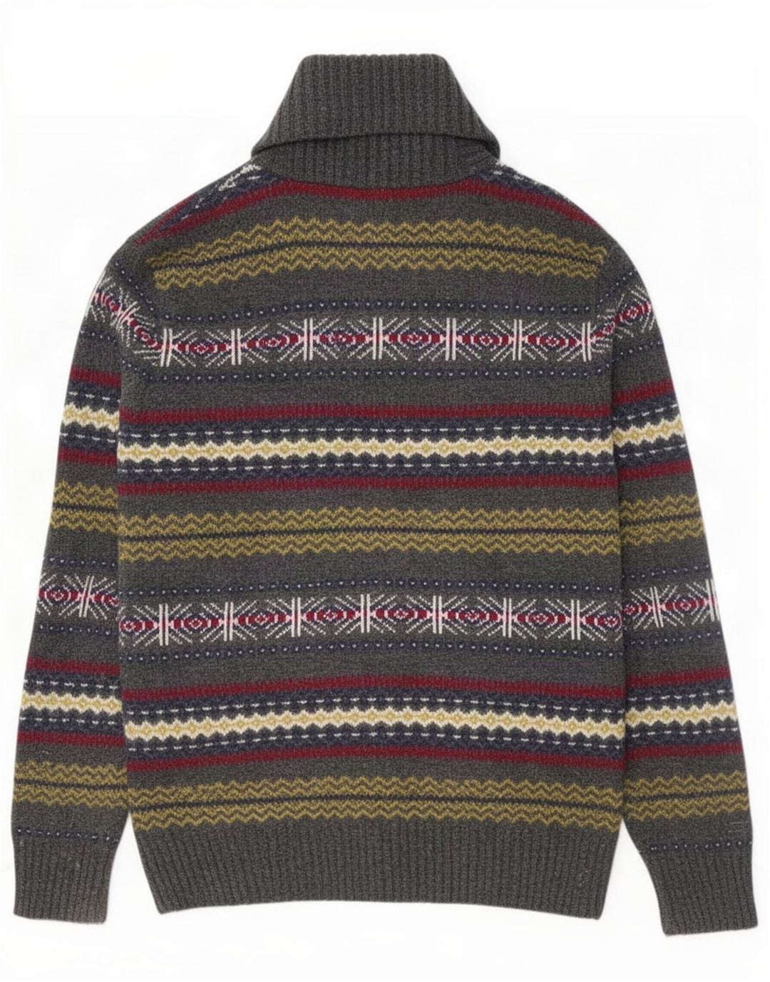 Pulover Howick pentru bărbați cu gât șal, lână de miel, gri mediu, Fair Isle