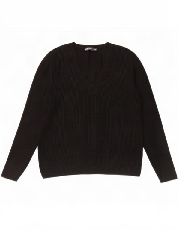 Pulover pentru femei Marks & Spencer cu decolteu în V UK 16, mare, negru, viscoză
