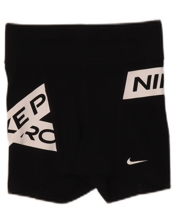 Pantaloni scurți sport Nike Dri Fit Graphic pentru femei UK 4 XS Negru Colorblock