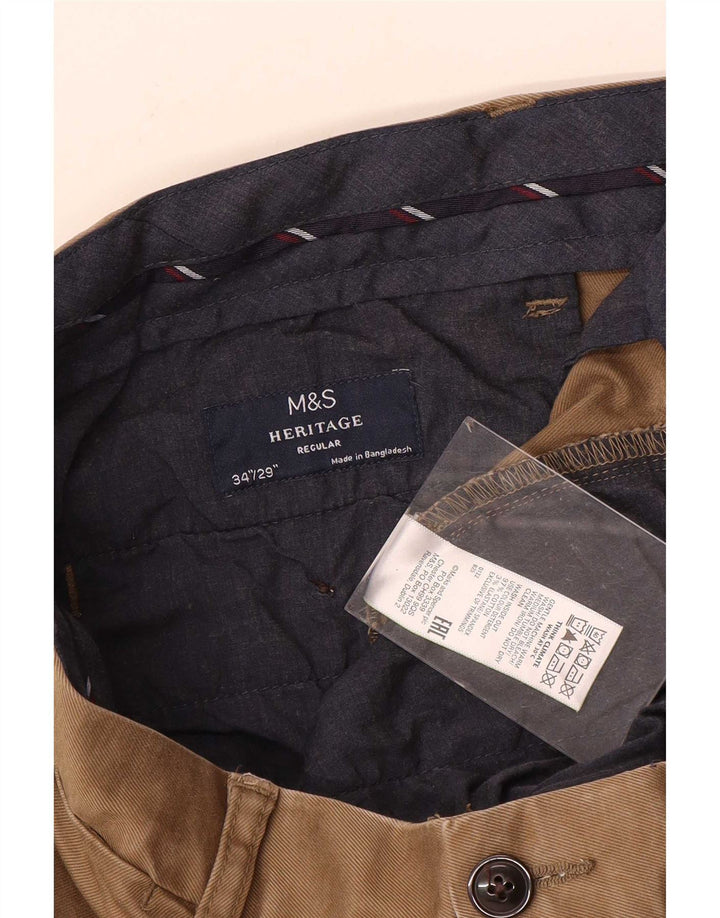 Pantaloni chino Marks & Spencer pentru bărbați Heritage Regular Fit L34 L29 bej