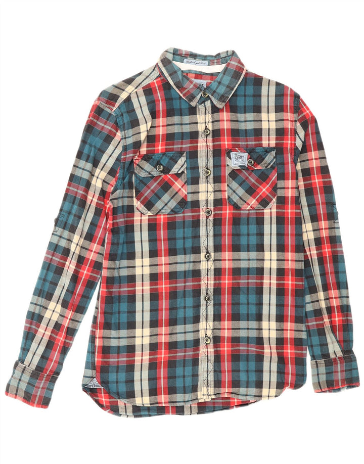 Cămașă de flanel pentru bărbați Superdry, bumbac cu carouri medii multicolore