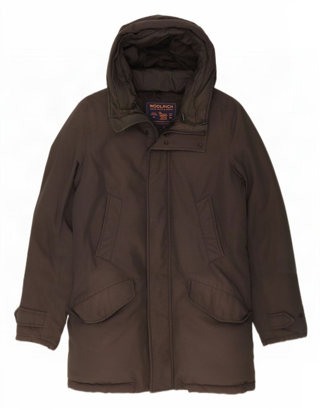 Palton căptușit cu glugă pentru bărbați Woolrich UK 36, bumbac gri mic