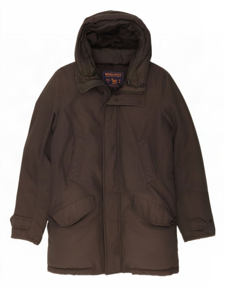 Palton căptușit cu glugă pentru bărbați Woolrich UK 36, bumbac gri mic