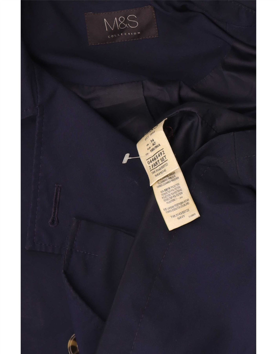 Trenci scurt pentru femei Marks & Spencer UK 14 mare poliester bleumarin