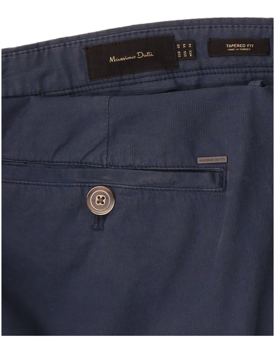 Pantaloni chino conici pentru bărbați MASSIMO DUTTI EU 48 XL W38 L30 bleumarin
