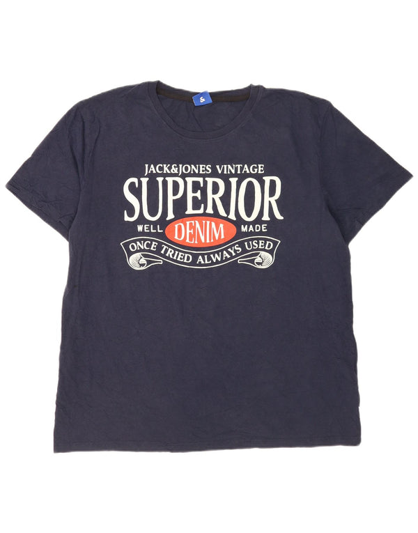 Tricou grafic Jack & Jones pentru bărbați Top XL Bumbac bleumarin