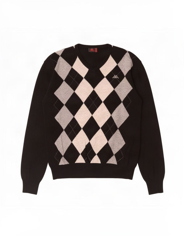 Pulover pentru bărbați Kappa cu decolteu în V, 2XL, negru Argyle/Diamond Lambswool