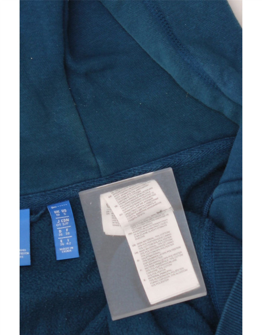 Pulover ADIDAS pentru femei, cu grafică, cu fermoar, UK 10, bumbac, albastru