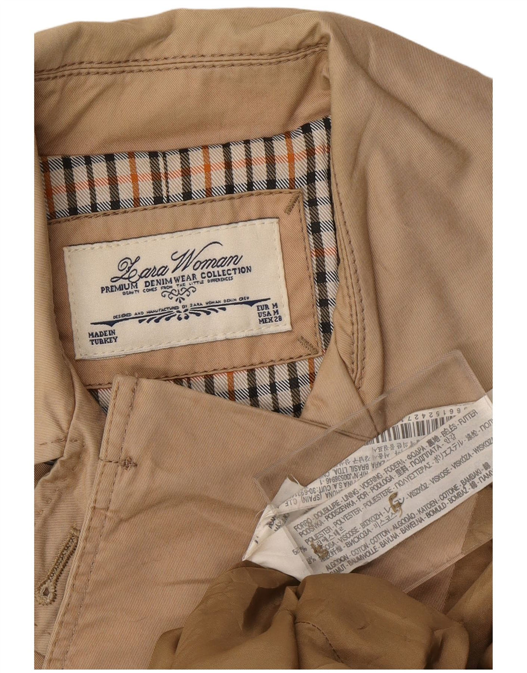 Trenci pentru femei ZARA UK 14 Medium Bej Colorblock