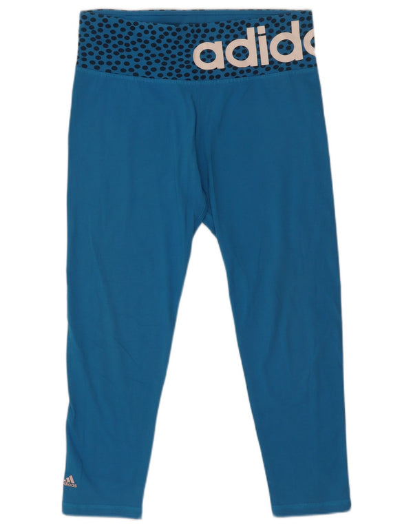 Adidas Climalite Graphic Crop Leggings pentru femei UK 12/14 Medium Blue Spotted