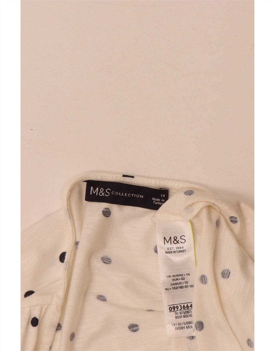 Marks & Spencer Top pentru femei cu mânecă lungă UK 14 mare cu pete albe