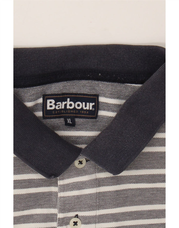 Tricou polo pentru bărbați Barbour XL, bumbac cu dungi gri
