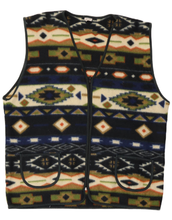Gilet vintage pentru bărbați din lână UK 42 XL poliester geometric multicolor