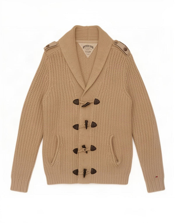 Pulover cardigan militar Tommy Hilfiger pentru bărbați, bumbac bej 2XL