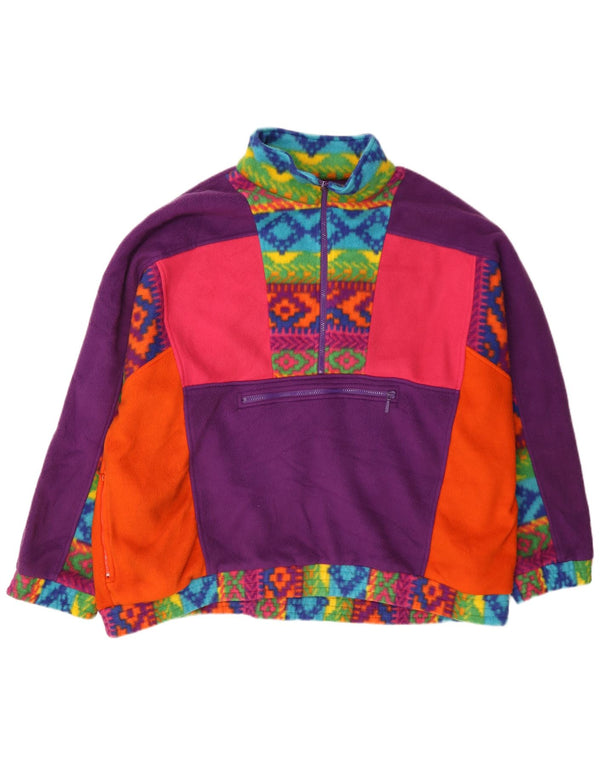 Rodeo Mens Zip Neck Fleece Jumper IT 52/54 Large Multicoloured Geometric