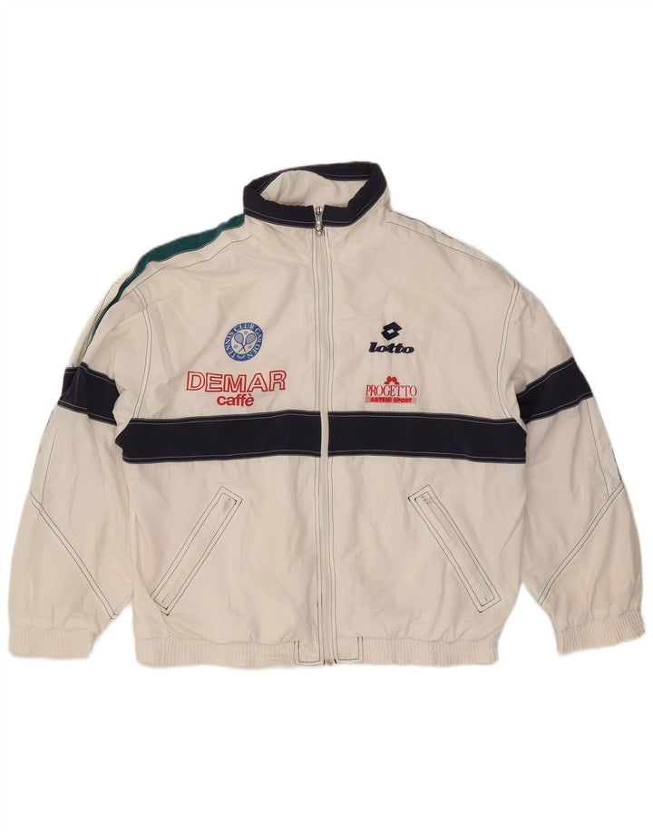 Jachetă de trening grafică pentru bărbați Lotto XL, alb, poliester color bloc