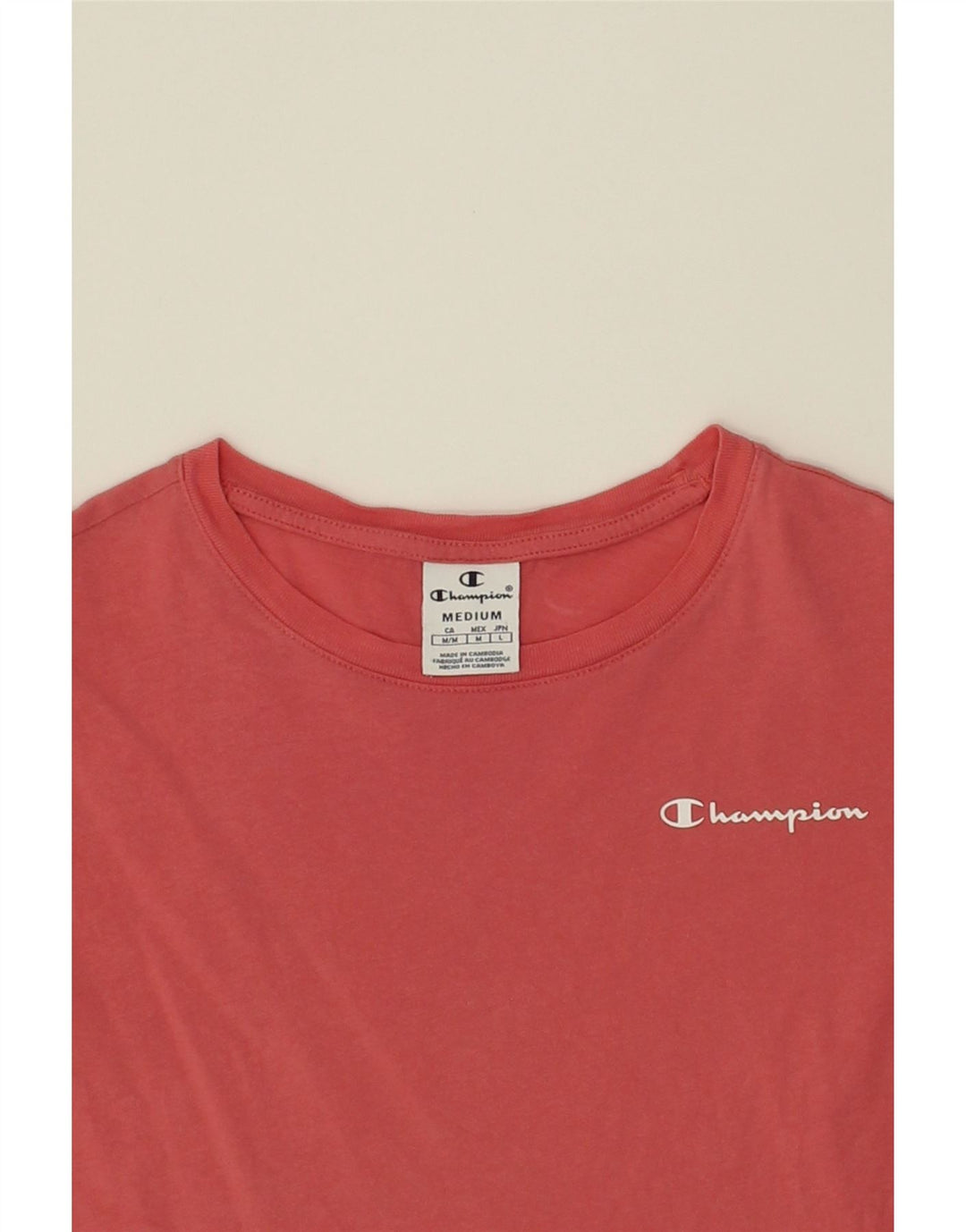 CHAMPION Womens T-Shirt Top UK 12 Medium Red Vintage Champion and Second-Hand Champion from Messina Hembry 