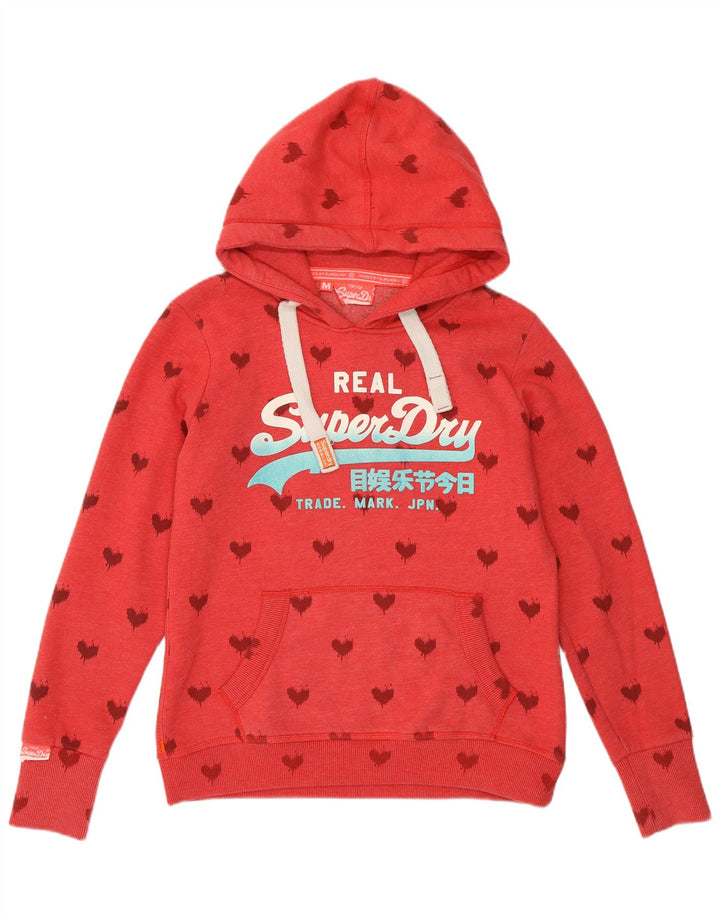 SUPERDRY Pulover cu glugă cu grafic pentru femei UK 14 Medium Red Heart