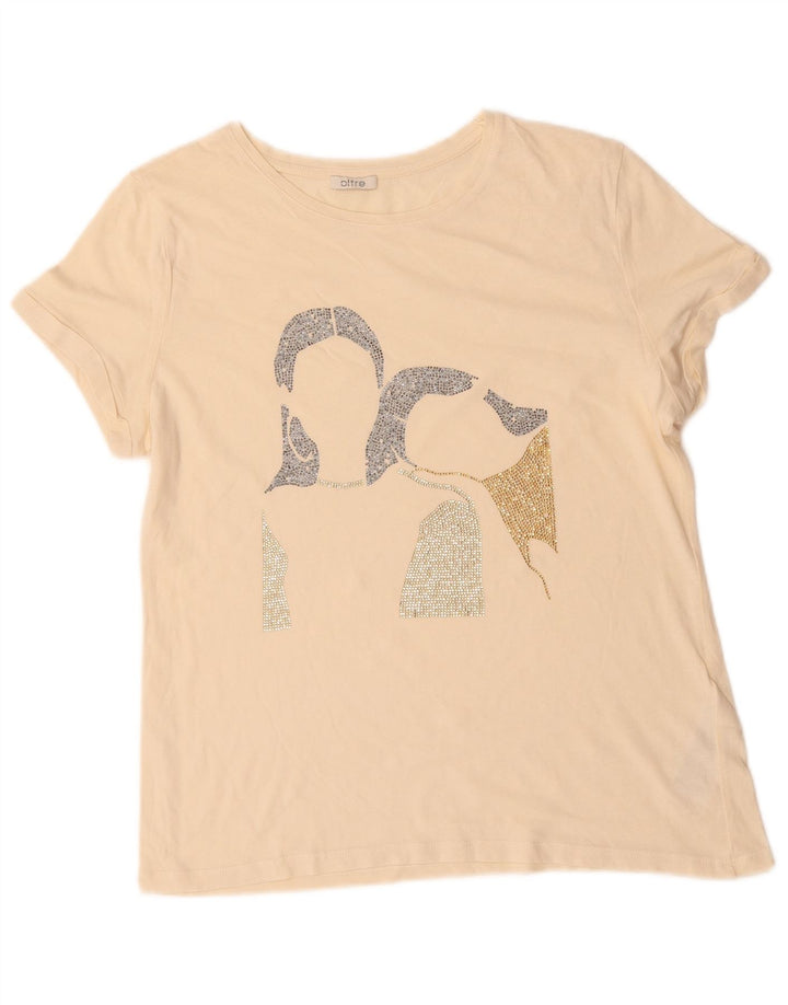 Tricou grafic OLTRE pentru femei Top UK 14 Medium Off White Bumbac