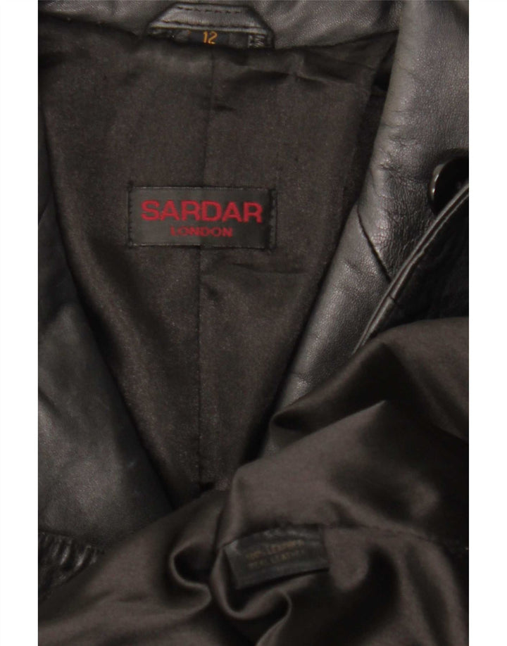 Sardar haină din piele cu 4 nasturi pentru femei UK 12 Medium Black