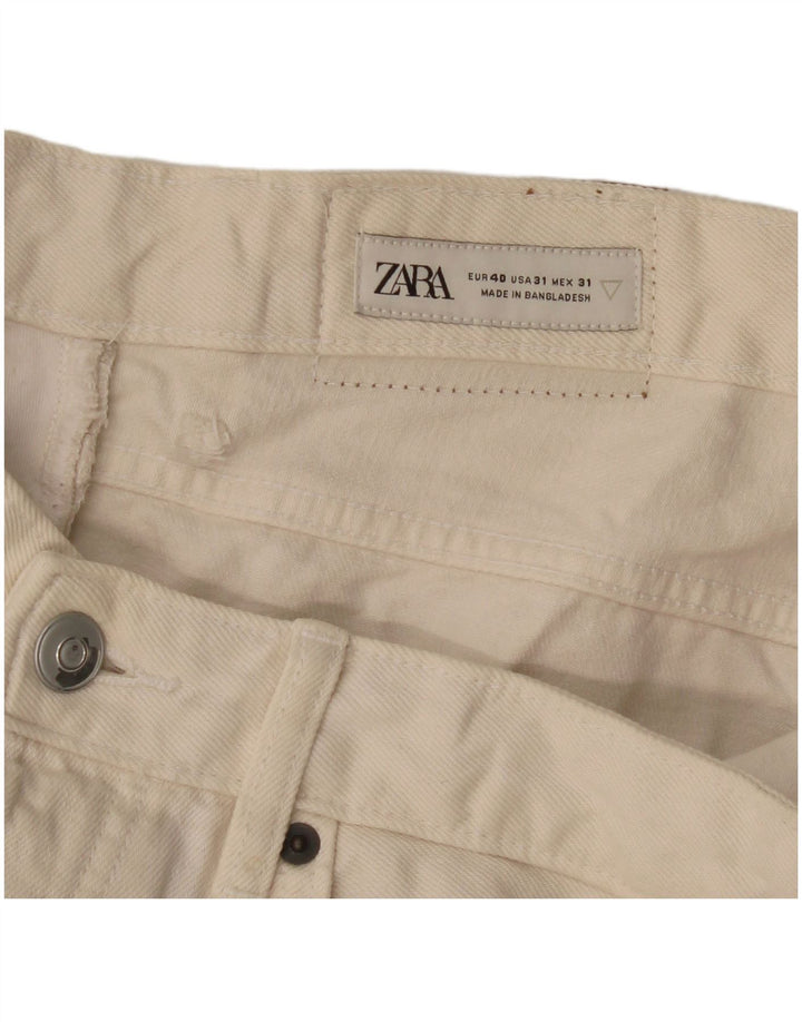 Blugi drepți pentru bărbați Zara EU 40 Medium L31 L32 Alb cadru
