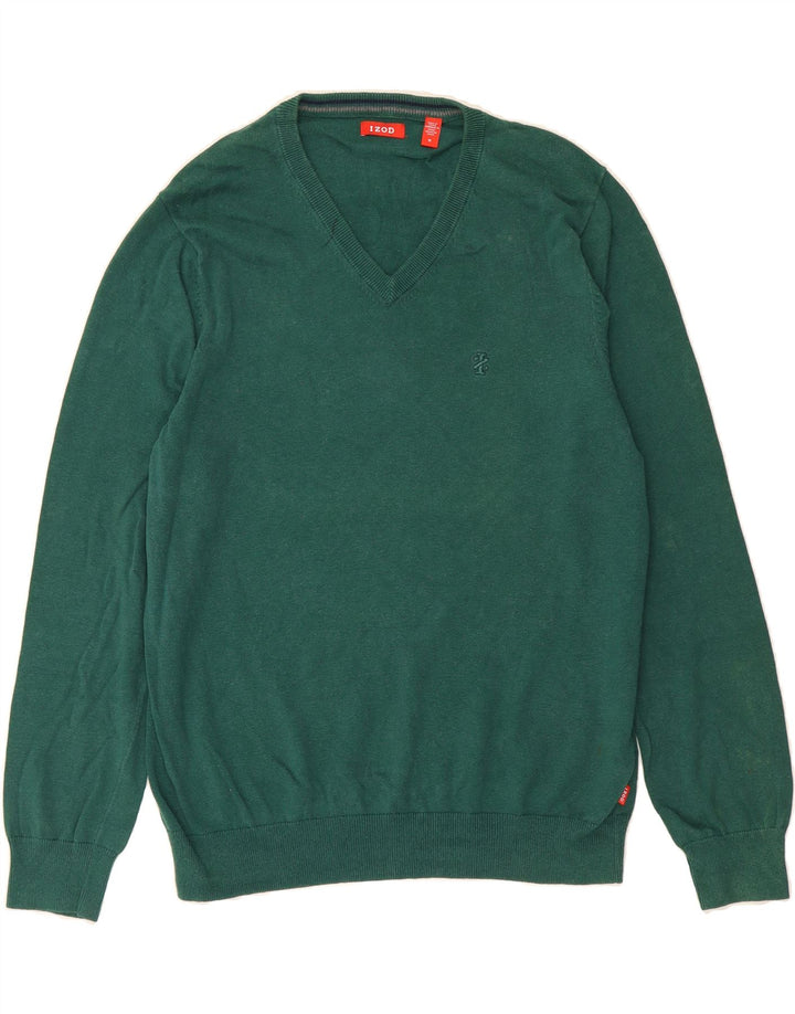 IZOD Mens V-Neck Jumper Sweater Medium Green Vintage Izod and Second-Hand Izod from Messina Hembry 