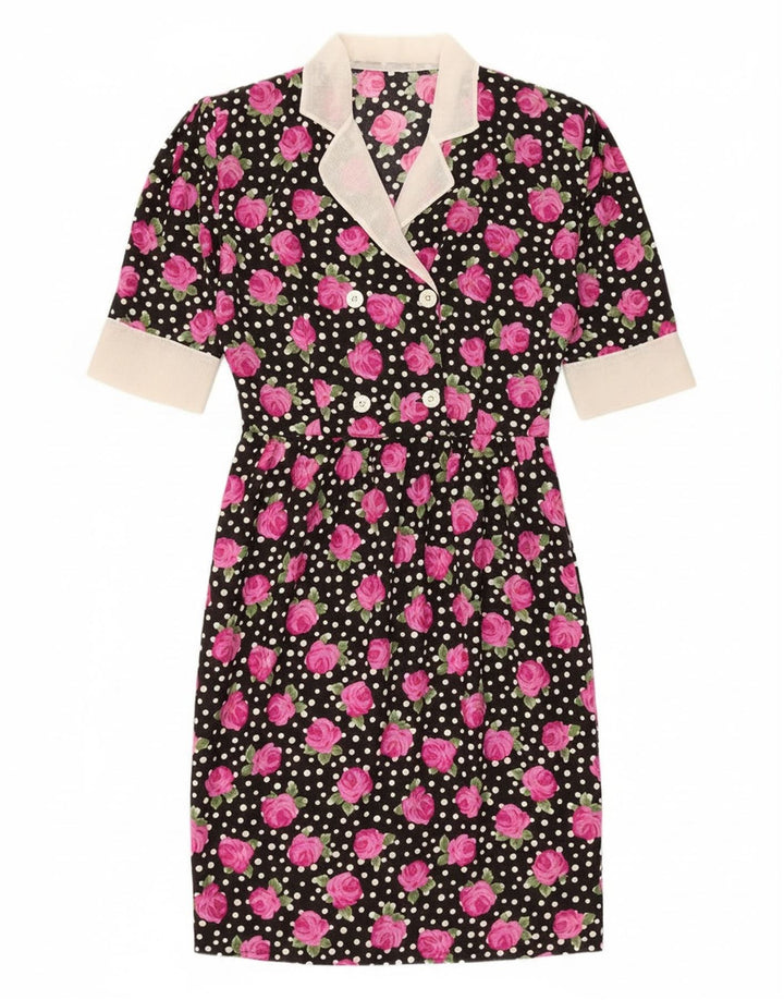 Rochie de damă vintage bodycon IT 46 Poliester floral negru mare