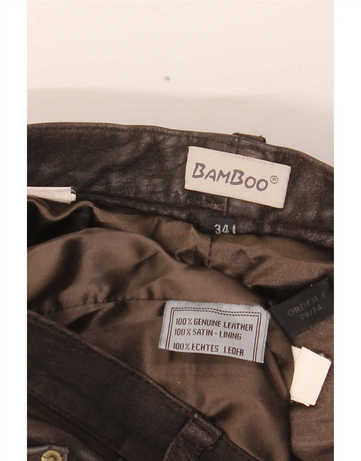 Pantaloni drepți din piele vintage pentru bărbați W34 L32 maro