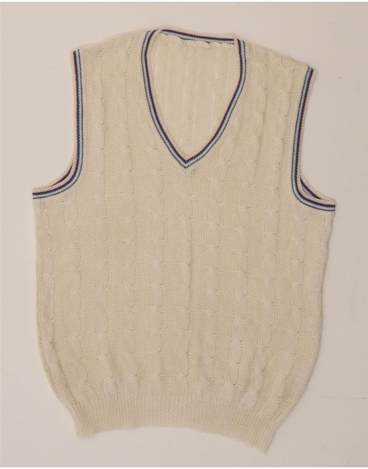 Vestă Vintage pentru bărbați Tank Top Mediu alb