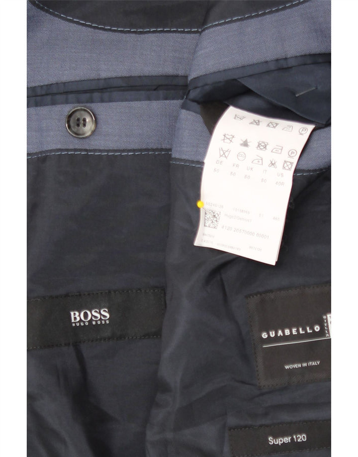 Blazer pentru bărbați Hugo Boss cu 2 nasturi EU 50 Lână virgină mare albastră