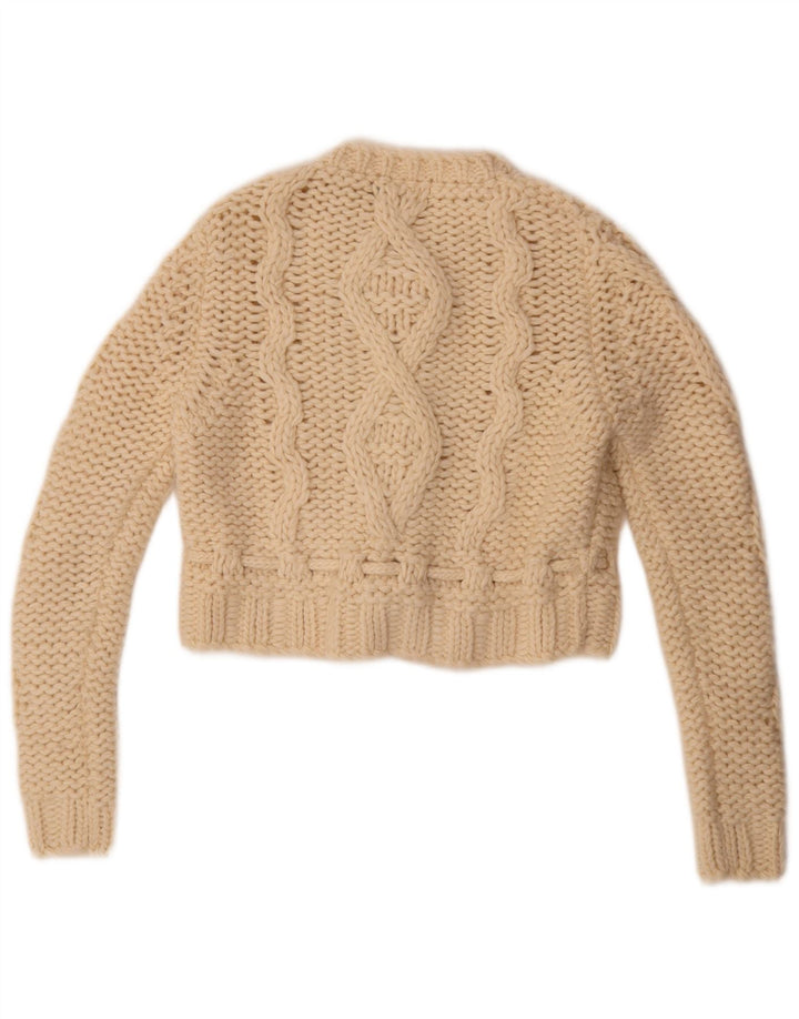 Pulover Benetton pentru femei Crop Cardigan UK 14 Mediu Lână albă