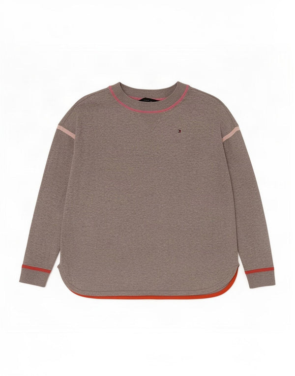 Top supradimensionat pentru femei Tommy Hilfiger cu mânecă lungă UK 6 XS, bumbac cu pete gri