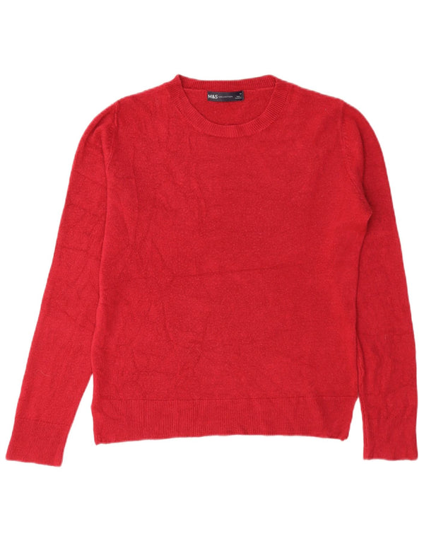 Pulover pentru femei Marks & Spencer cu gât roșu mic, acrilic, 10 UK