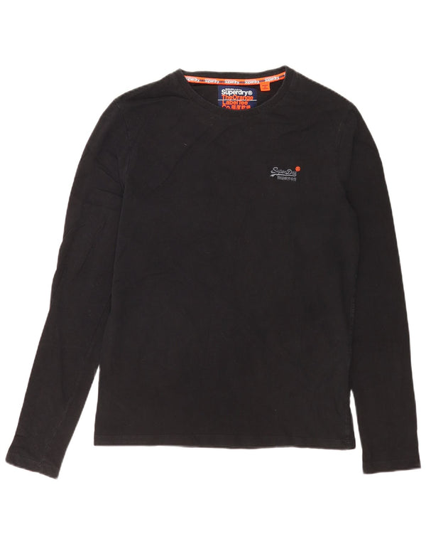 Top pentru bărbați Superdry cu mânecă lungă, bumbac mediu negru